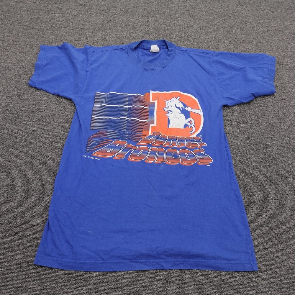 Vintage Denver Broncos Shirt Mens Large Blue NFL Football Competitor 90s